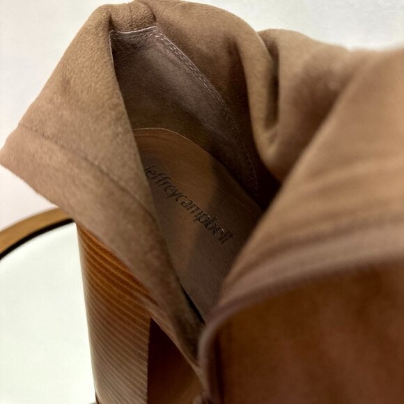 JEFFREY CAMPBELL Mexique Platform Bootie in Taupe Suede Tan Size US 9.5 - Picture 8 of 9